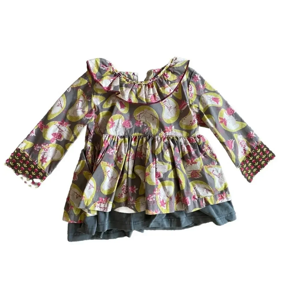 Matilda Jane Character Counts Floral Top Plus Ruffled Leggings- Size 2